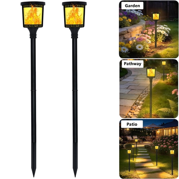 Magicorange Solar Torch Lights with Flickering Flame, 2 Pack 33" Tall Outdoor Solar Lights, IPX5 Waterproof LED Lights for Garden Patio Yard Pathway Landscape Christmas Decoration 