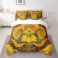 thumbnail image 2 of Homewish Vintage Tribal Damask Twin Bedding Sets 7-Piece for Female, Hippie Flower Floral Bedding Comforter Set, Gold Bohemian Mandala Reversible Sheet Sets, Microfiber Bedroom Decor, 2 of 7