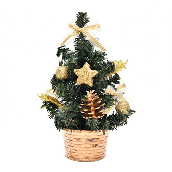 Opolski Mini Artificial Christmas Tree Ball Star Desktop Ornament Home Festival Decor