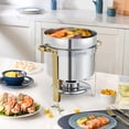 thumbnail image 4 of Soup Chafer 11QT Large Capacity Soup Chafer Sets of 2, Stainless Steel Round Soup Warmer w/Pot, Notched Lid & Fuel Holder, Catering Marmite for Party, Buffet, Event & Commercial Food Service, 4 of 8