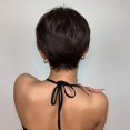 thumbnail image 2 of Peluca negra-marrón con flequillo pelucas sintéticas para mujeres negras pelucas cortas onduladas naturales para mujeres hinchables sin brillo falso, 2 of 5