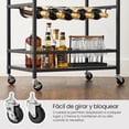thumbnail image 3 of VASAGLE Carrito con Ruedas, Carrito de Cocina, 40 x 60 x 82 cm, Carrito de Servicio con Soportes para Vasos y Botellas, Estilo Industrial, Marrón Rústico y Negro, 3 of 5