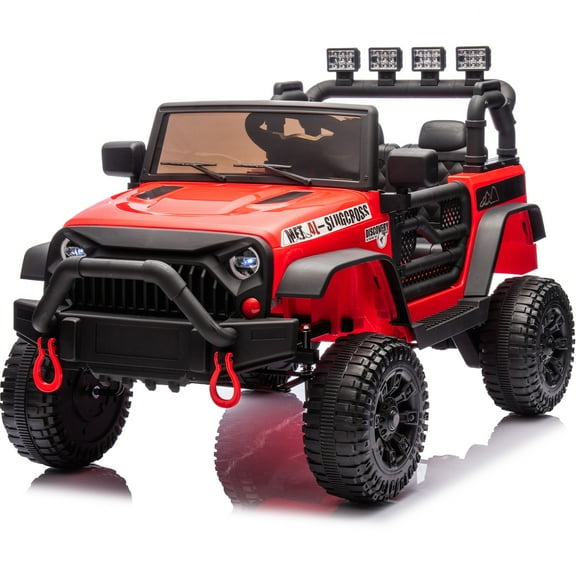 iRerts 24V Ride on Cars, Powered Ride on Truck Toys with Remote Control, Bluetooth, Music, USB/AUX Ports, LED Light, 4 Wheel Suspension, Kids Cars Electric Vehicles for Boys Girls Ages 3-6, Red
