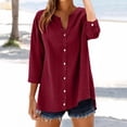 thumbnail image 5 of Vinsonshop Women's Cotton Linen Button Down Shirt Cotton Shirts Linen Clothes for Women Gauze Tops Cotton Linen Button Up Shirts Cotton Gauze Summer Gauze Shirts V Neck Work Blouse Wine L, 5 of 9