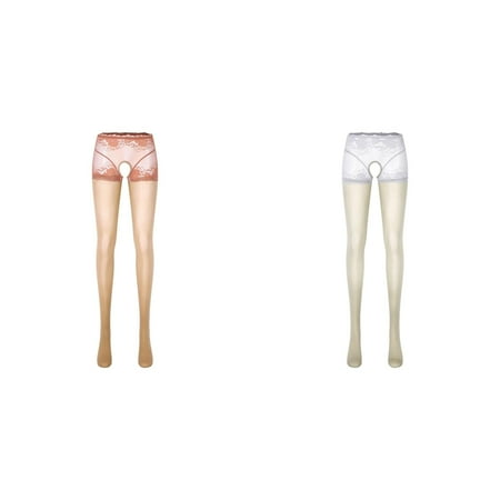 Lojoutye 2 Pack(Grey 1PCS & Coffee 1PCS) Multipack Plus Size Gowns 3X-4X Womens Oil Glossy Crotchless Pantyhose Stockings Stretchy Tights Sports Lingerie