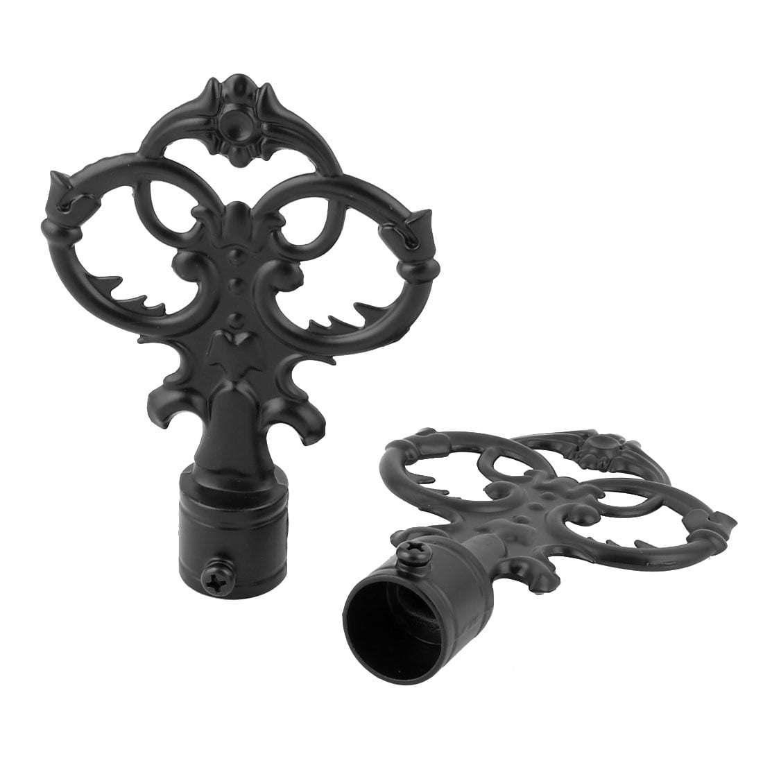 Home Metal Window Curtain Rod End Cap Finial Black 22mm Mounting Dia Home Metal Window Curtain Rod End Cap Finial Black 22mm Mounting Dia 2pcs