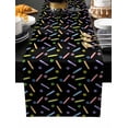 thumbnail image 2 of Cartoon Cotton Linen Table Runner 13 x 90 inch Cute Colorful Pencil Paw Print Funny Black Non-slip Rectangular Dining Table Decor for Wedding Party Holiday Dinner, 2 of 8