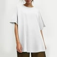 thumbnail image 6 of Lenpel Women's Oversized T Shirts Trendy Short Sleeve Crew Neck Solid Color Soft Casual Tees Loose Summer Tops, 6 of 7