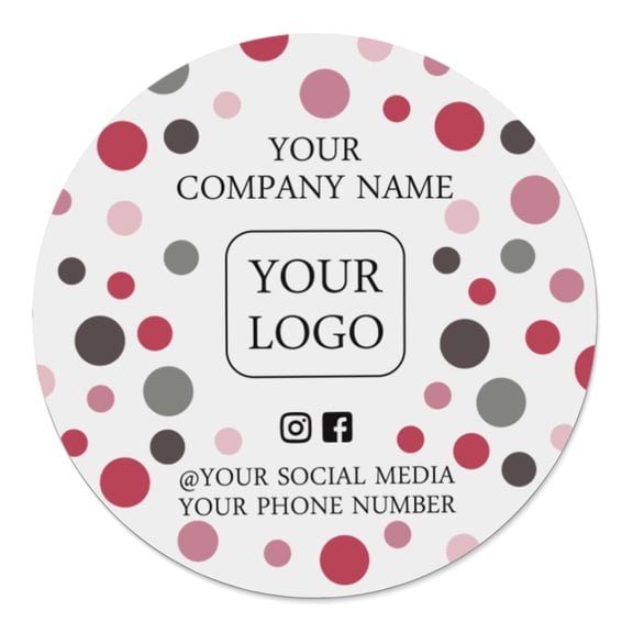 Printtoo Label Stickers for Small Business -100 RoundCustom Vinyl Waterproof Stickers -Personalized Labels for Handmade, Brand Stickers -Dots, 2x2 Inches