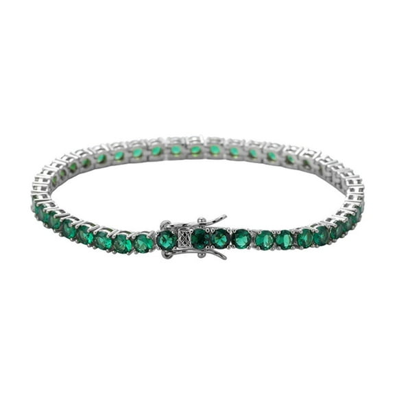 4MM Green Bracelets for Women 18K Gold Plated Classic CZ Simulated Diamond Tennis Bracelet Round Cut Tennis Bracelets for Wedding Bridal Prom Birthday Jewelry