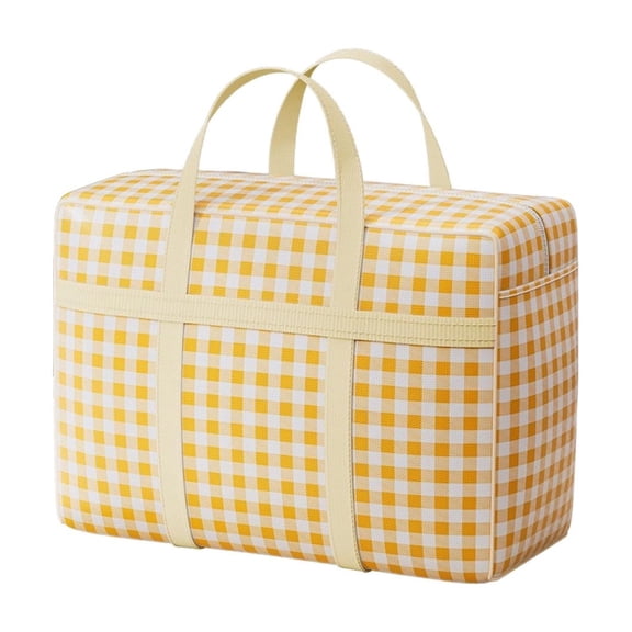 Hvmvliv Heavy Duty Polyester Storage Bag, Clothing Quilt Organizer with Reinforced Carrying Handles, Double Zipper for Moving & Storage Yellow