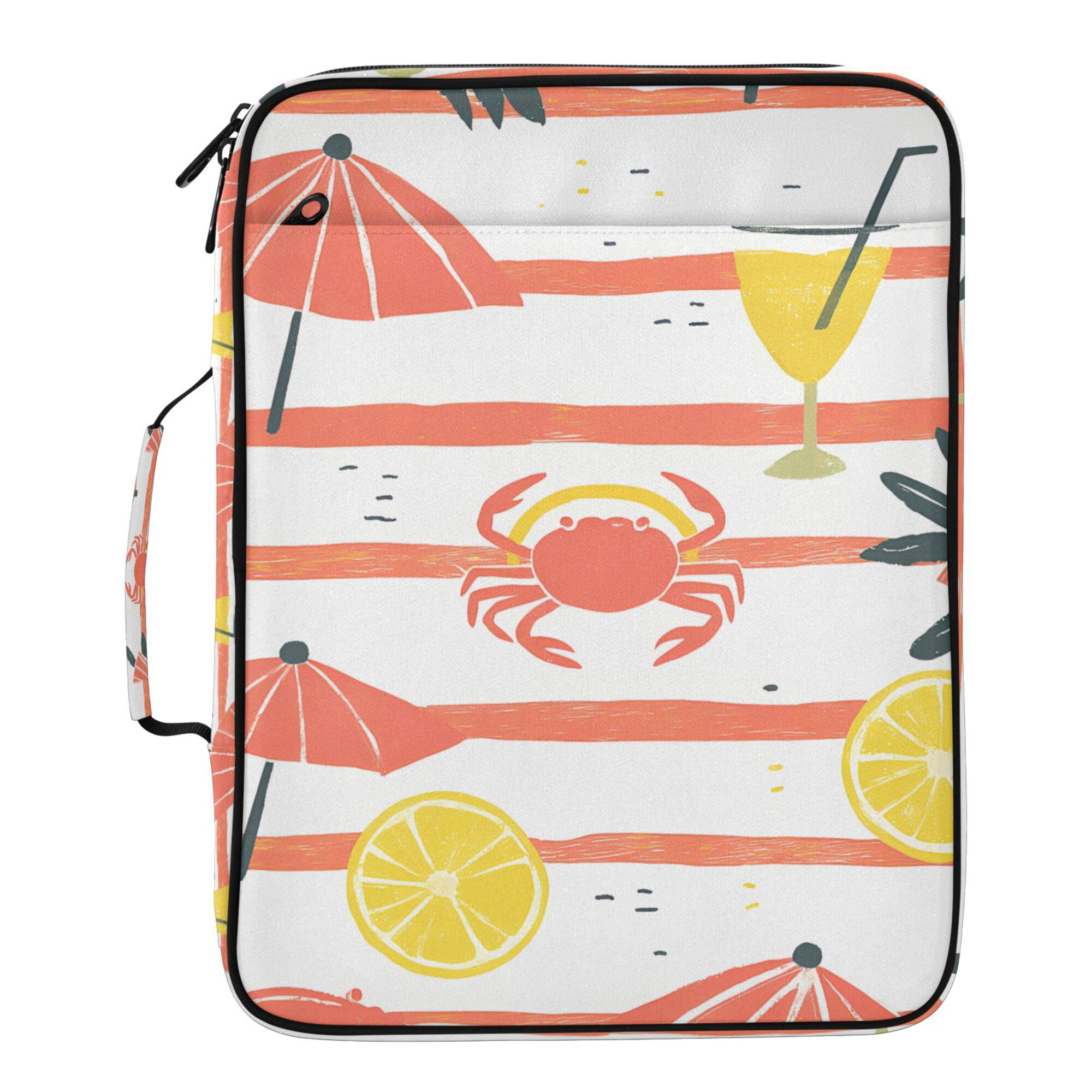 FORMRS Accordion File Folder A4 Size 7-Pocket Expanding Document Organizer Bag with 3 Ring Binder, Striped Crab
