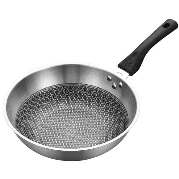 Stainless Steel Detachable Honeycomb Non-Stick Stir Fry Pan, 29.5cm Outer Diameter with 22cm Handle, No Smoke Cooking Pot for Home Use, Compatible with Induction Cooker & Gas Stove, Silver Finish,