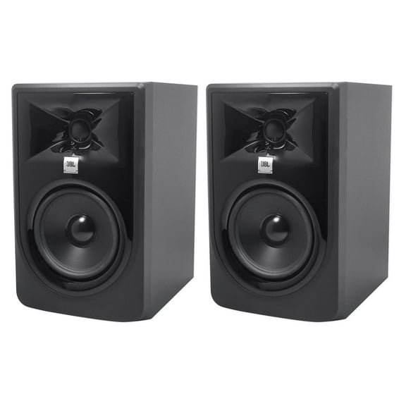 (2) JBL 305PMKII 5" Powered Studio Reference Monitor Monitoring Speakers P220 mic