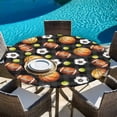 thumbnail image 6 of Brown Basketball Football Round Tablecloth 36-44 Inch Round Fitted Table Cloth with Elastic Edge, Checkered Ball Watercolor Waterproof Table Cover Protector for Outdoor Picnic Party Dining, 6 of 9