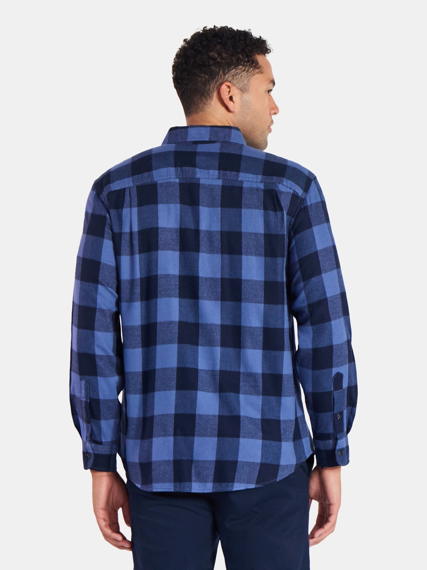 George Men's & Big Men's Relaxed Fit Double Pocket Flannel Shirt, Sizes XS-3XLT