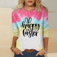 thumbnail image 2 of Amzcrzy Womens Shirts Dressy Casual 2024 Happy Easter Graphic Tops Fashion Casual Round Neck Three Quarter Sleeve T-Shirt Top, 2 of 3