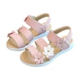 thumbnail image 2 of hengsof Girls Spring Summer Flower Open Toe Sandals Kids Fashion Versatile Ankle Strap Soft Sole Flats Casual Beach Footwear, 2 of 8