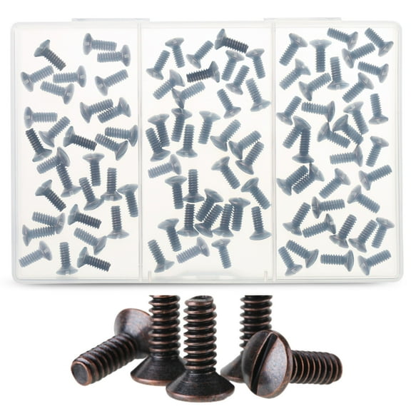 Bates- Wall Plate Screws, 3/8" Long 6-32 Thread, 60 Pcs, Bronze, Outlet Screws, Switch Plate Screws, Outlet Cover Screws