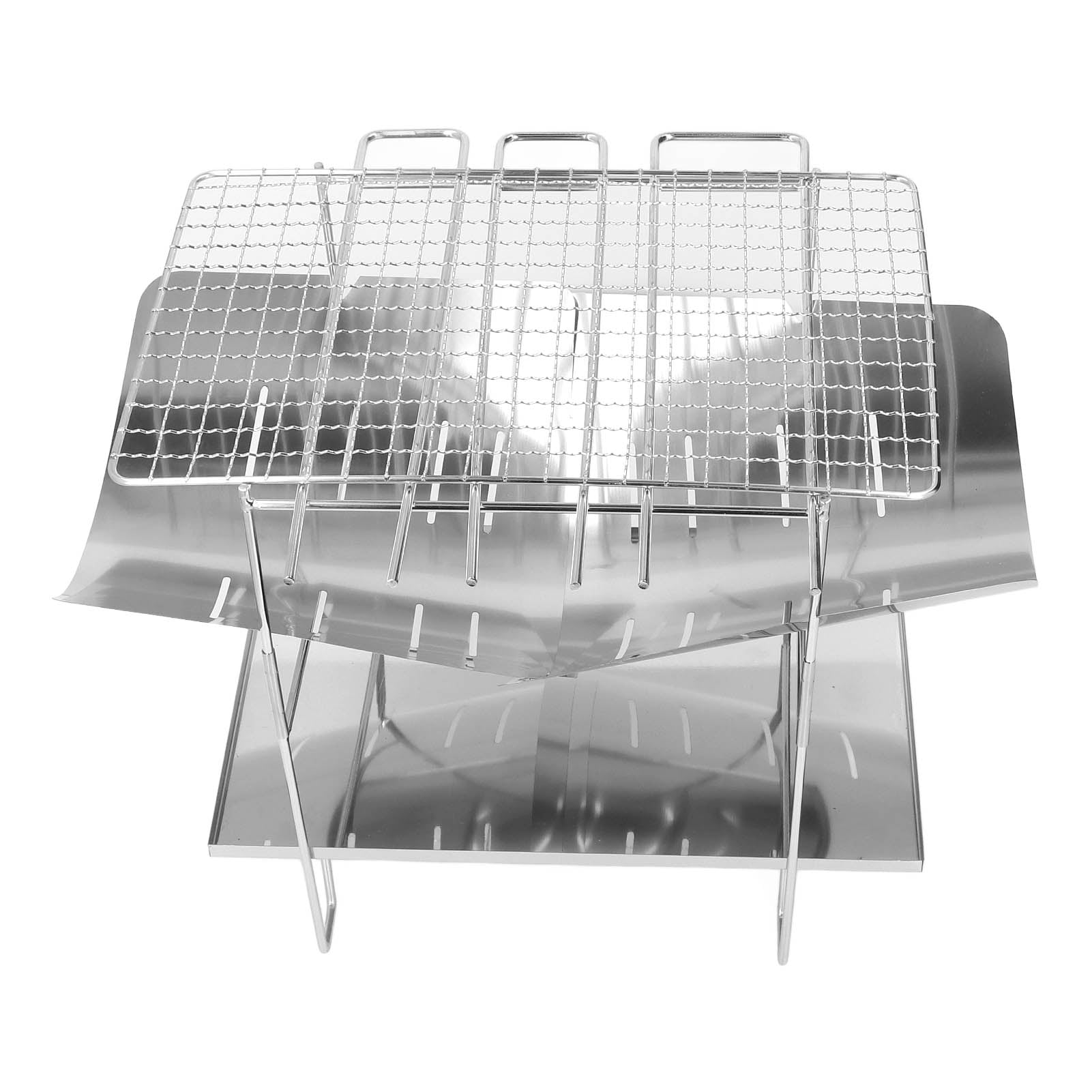Over Fire Camping Grill, Stainless Steel Camping BBQ Grill Dust Catcher