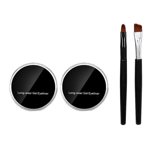 Eye Makeup Set, 2 Bottles Waterproof Gel Eyeliner with 2 Brushes (Black & Brown)