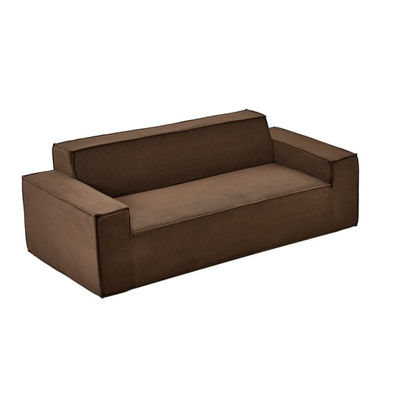 KFFKFF 83-Inch 3-Seater Corduroy Sofa with Memory Foam, Comfortable Deep Seats for Living Room, Apartment, or Office, Brown