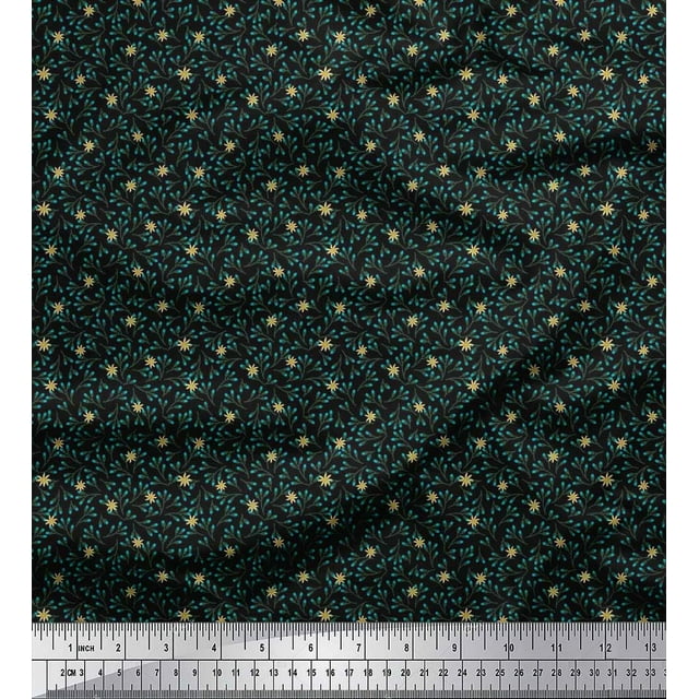 Soimoi Silk Fabric Flower Artistic Print Sewing Fabric Yard 42 Inch Wide