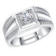 thumbnail image 4 of 1pc Stylish Men Finger Ring Simple Copper Male Ring Couple Wedding Ring (White), 4 of 9