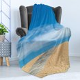thumbnail image 4 of Beach Soft Flannel Fleece Throw Blanket, Wooden Path over a Sand Dune Secret Paradise Beach for Recreation and Clam Photo, Cozy Plush for Indoor and Outdoor Use, 60" x 80", Cream Blue, by Ambesonne, 4 of 5