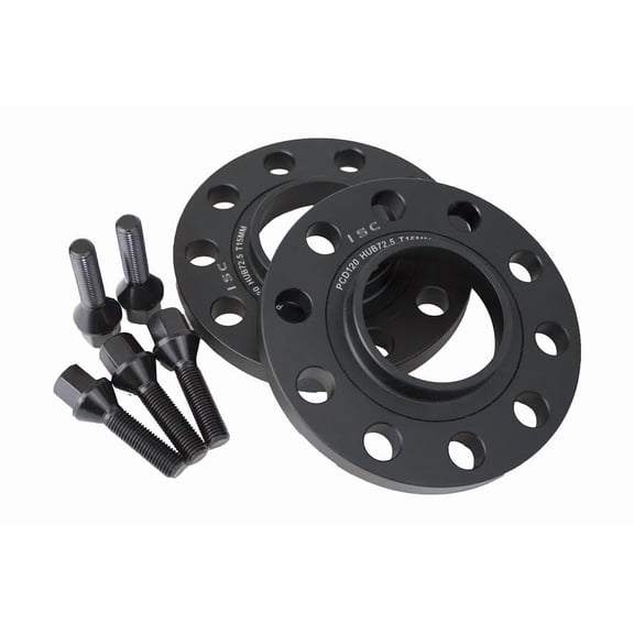 ISC Suspension - ISC Wheel Spacer 5x120 (72.5 hub bore) bolt pattern 15mm thickness BLACK (pair) - ISC-WSBMW15B