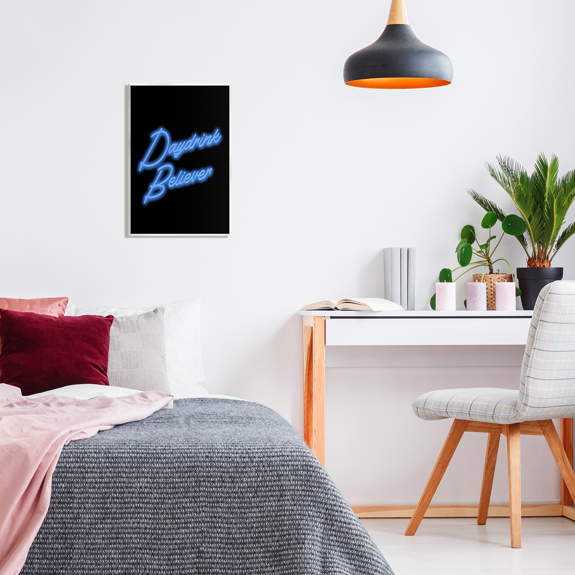 Stupell Industries Neon Daydrink Believer Phrase Inspirational Painting Unframed Art Print Wall Art, 13 x 19