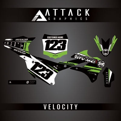 Attack Graphics Custom Velocity Complete Bike Graphics Kit for Kawasaki KX85 2022