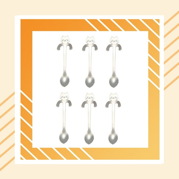 6pcs Hanging Cup Spoon Cute Coffee Spoon Teaspoon Portable Cute Stainless Steel Ice Cream Tableware with Long Handle