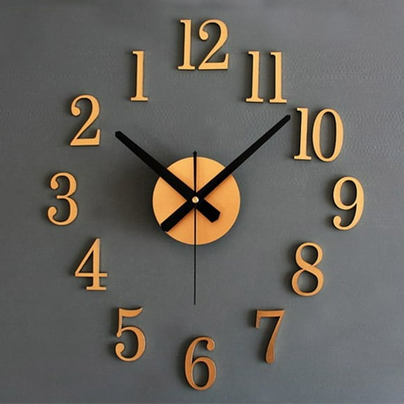 Meiiso Discounted Stock! Time Goes Back 3D Diy Wall Clock Gold, Home in Wall Clock Stereo Gd Fashion Diy 3D Time Back Clock, 6.83*6.63*2.15In