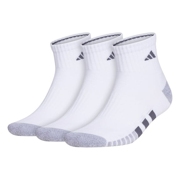 Men's Cushioned 3.0 3 Pack Quarter Tennis Socks White and Onix Grey