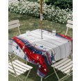 thumbnail image 2 of Square Outdoor Tablecloth with Umbrella Hole 250 Anniversary Outside Table Cloth Waterproof Patio Table Cover 4th of July Blue Red Striped Gray Wooden Zipper Tablecloths for Picnic Camping 60x60 Inch, 2 of 8