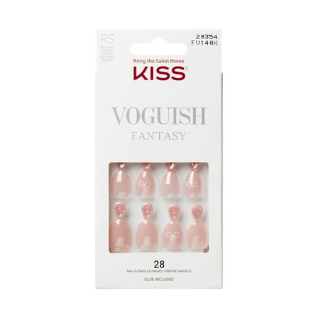 KISS Voguish Fantasy Press on Nails, Midnight City, Beige, Real Short Oval, 28 Count