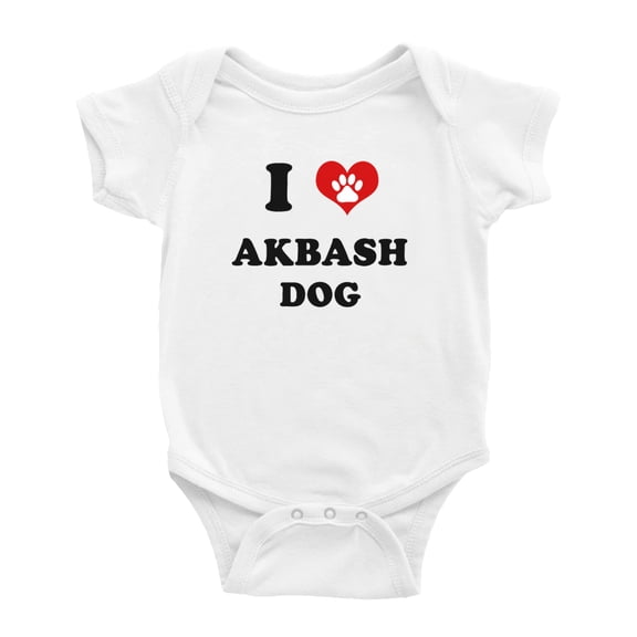 I Heart Akbash Dog Funny Cute Baby Rompers (White, 6-12 Months)