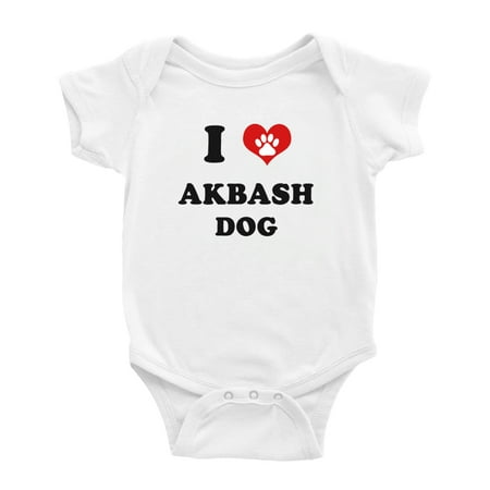 

I Heart Akbash Dog Funny Cute Baby Rompers (White 3-6 Months)
