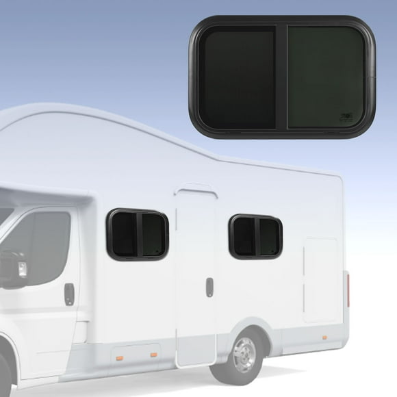 Fenêtre RV, Alliage d'Aluminium Caoutchouc Verre Trempé RV Pousse Fenêtre RV Pousse avec Écran Mobile pour Caravane Remorque RV