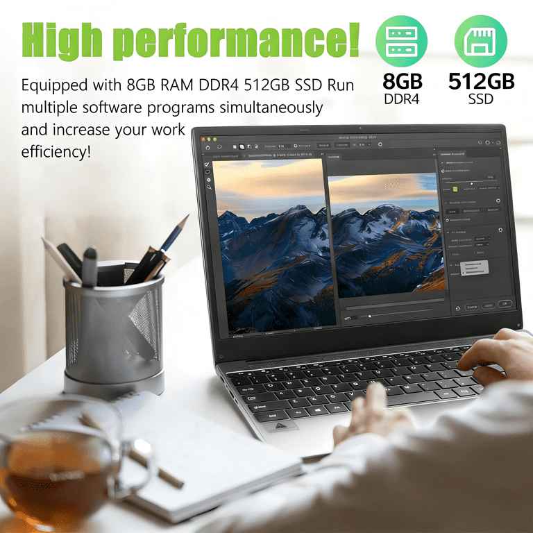 15.6''Laptop 8GB DDR4 512GB SSD, Quad-Core Intel Celeron N5095