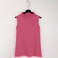 thumbnail image 5 of Miorin Women Turtleneck Sleeveless Tank Tops with Built-in Padded Bra, Stretch Modal Wireless Shelf Bra Undershirt, Solid Fitted Layering Cami for Spring Fall Winter Daily Casual Outfits, Hot Pink M, 5 of 9