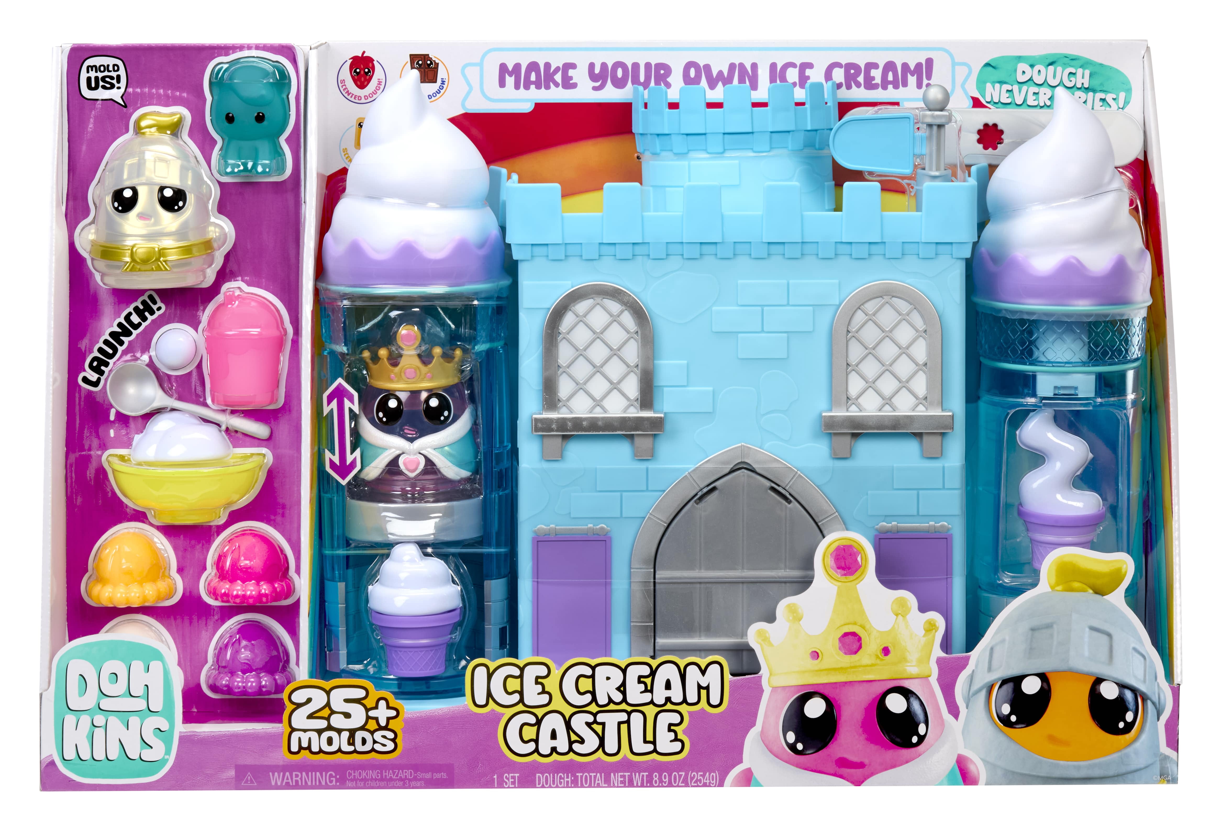 DohKins Ice Cream Castle with Princess & Knight - Scented Dough that Never Dries, Ages 3+