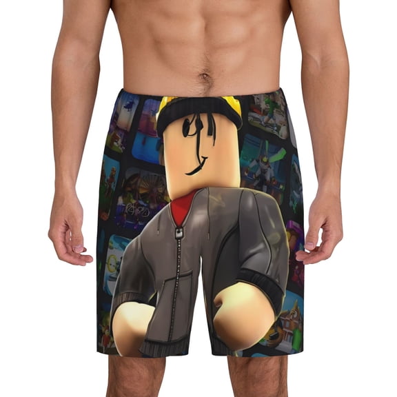 Kuqiui Pajama Shorts Mens Pajama Bottoms for Men Pjs Lounge Sleep Shorts with Pockets-Roblox