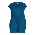 thumbnail image 5 of Terra & Sky Women's Plus Size Button-Front Knit Romper, 5" Inseam, 5 of 5