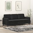 thumbnail image 1 of vidaXL 3-Seater Sofa Black 180 cm Velvet, 1 of 5