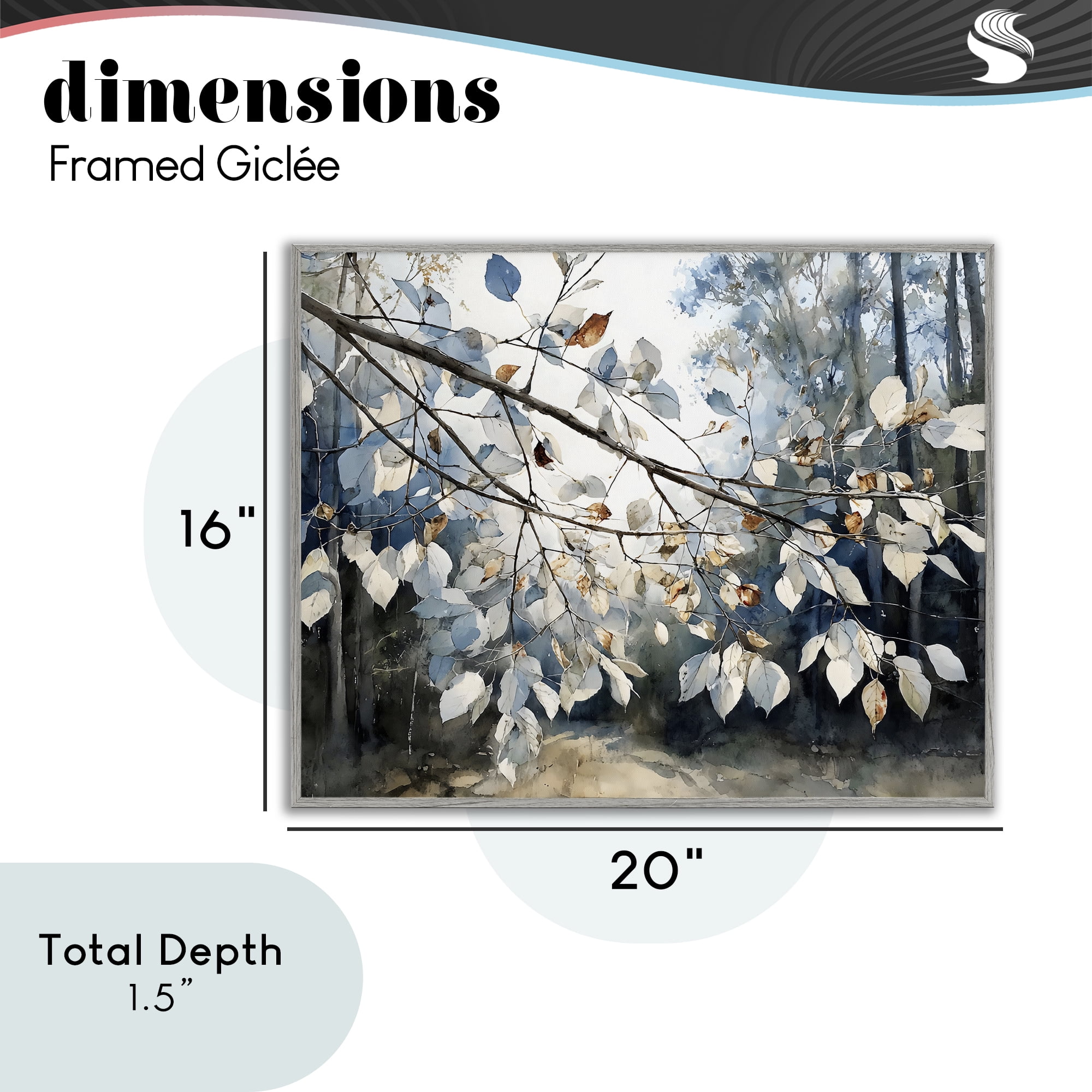 Stupell Industries Blue Fall Branch Leaves Gray Framed Giclee Art, design by Franklyn Gregory