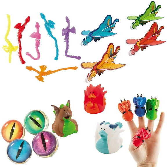 Fun Express Bulk 156 Pieces Dragon Novelty Toy & Handout Assortment Kit