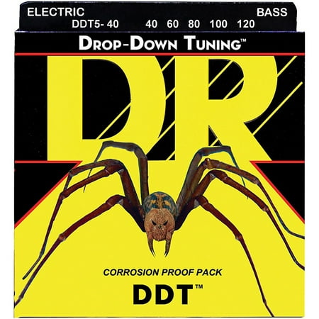 DR Strings Drop Down Tuning Lite 5-String Bass Strings (Best Bass Strings For Drop C)