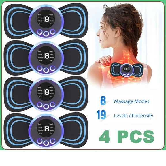 FFORCE 4 Pcs Portable Mini Electric Neck Back Massager Whole Body Massage Stimulator for Relaxation and Pain Relief